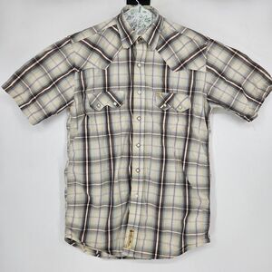 Larry Mahan Shirt Mens Medium Pearl Snap Western Button Up Pockets Plaid M